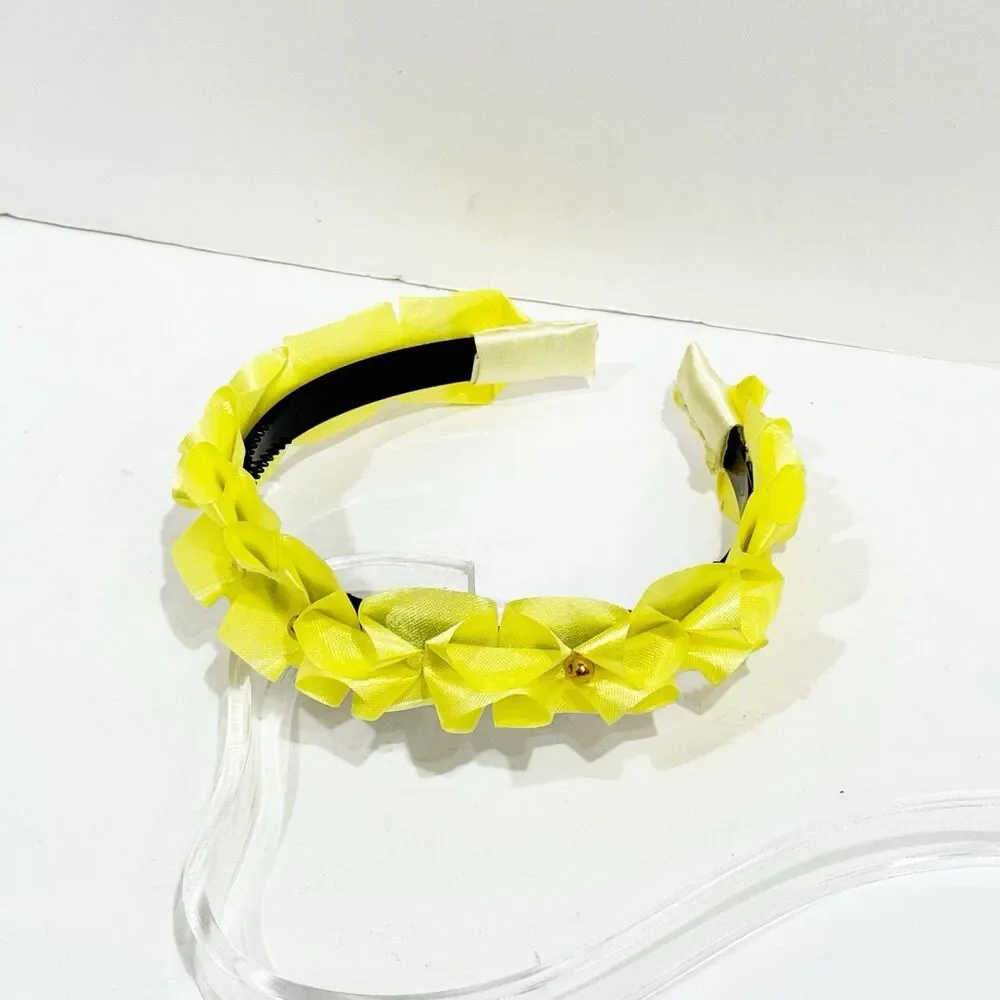 New Headband Yellow with decorative flowers for girls